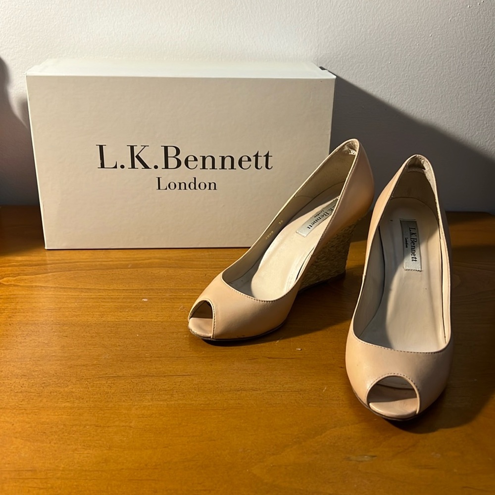LK Bennett Estela Taupe wedge heels size 36